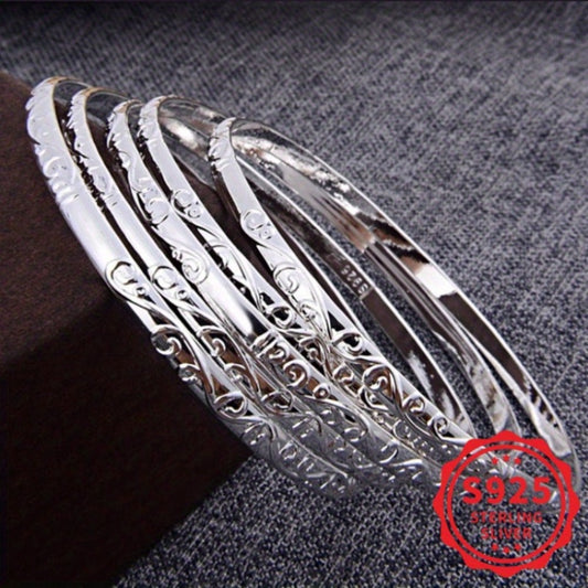 Bracelet for Women - Sterling Silver Set for 5pcs - 925 Silver Geometric Stackable - main product view