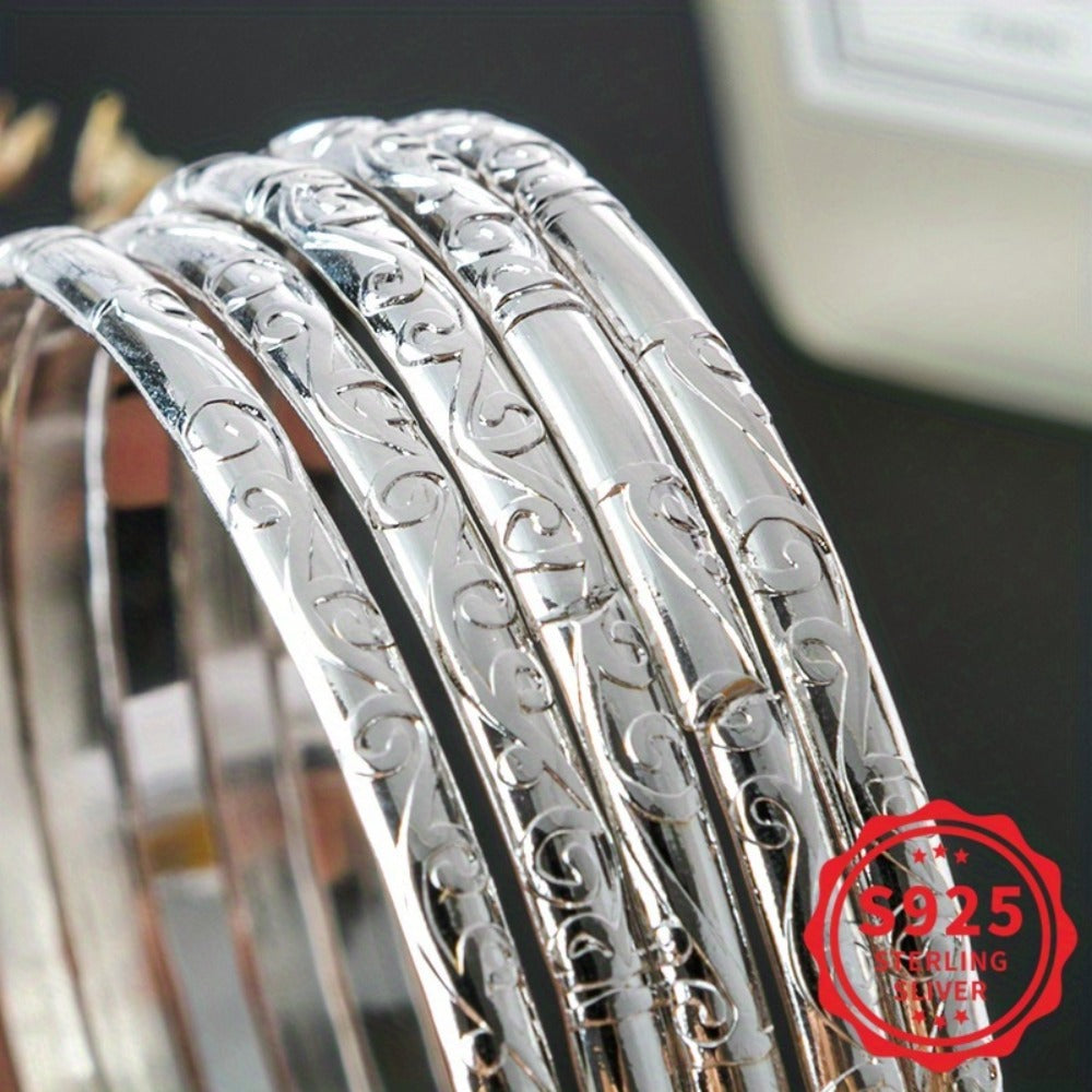 Bracelet for Women - Sterling Silver Set for 5pcs - 925 Silver Geometric Stackable - product detail view 2