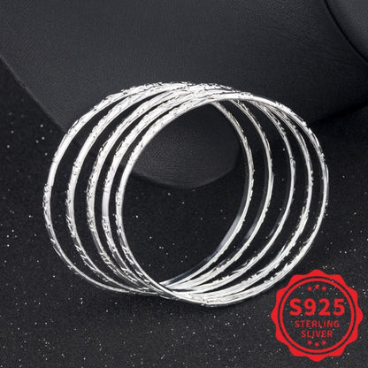 Bracelet for Women - Sterling Silver Set for 5pcs - 925 Silver Geometric Stackable - product detail view 3