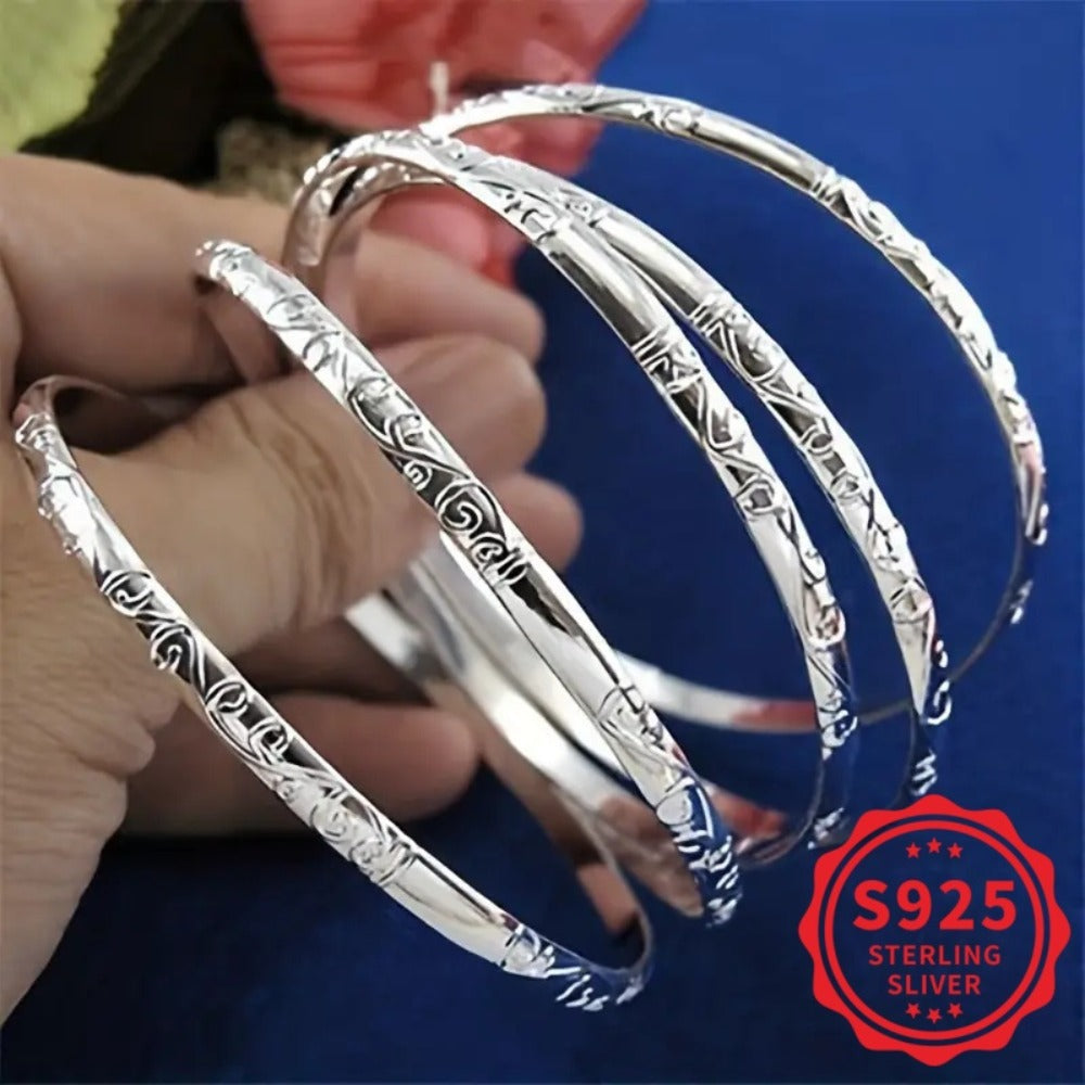 Bracelet for Women - Sterling Silver Set for 5pcs - 925 Silver Geometric Stackable - product detail view 4