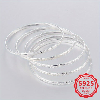 Bracelet for Women - Sterling Silver Set for 5pcs - 925 Silver Geometric Stackable - product detail view 7