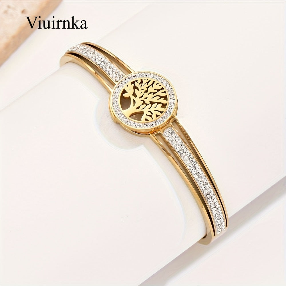 Bracelet for Women - Tree of Life Bangle Stainless Steel Hypoallergenic Charm for Titanium - product detail view 3