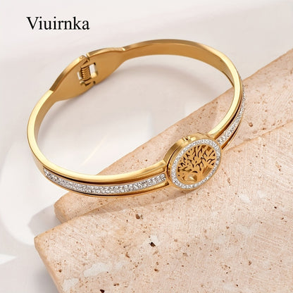 Bracelet for Women - Tree of Life Bangle Stainless Steel Hypoallergenic Charm for Titanium - product detail view 5