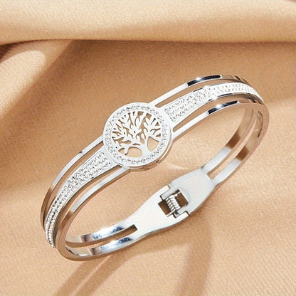 Bracelet for Women - Tree of Life Bangle Stainless Steel Hypoallergenic Charm for Titanium - product detail view 11
