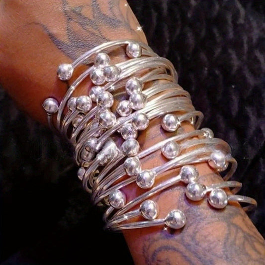 Bracelet for Women - West Indian Bangle Set for Handmade Thick Copper Silver Plated Heavy - main product view