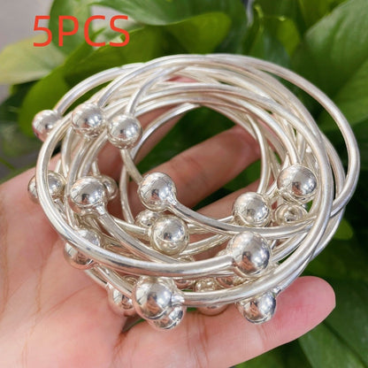 Bracelet for Women - West Indian Bangle Set for Handmade Thick Copper Silver Plated Heavy - product detail view 3