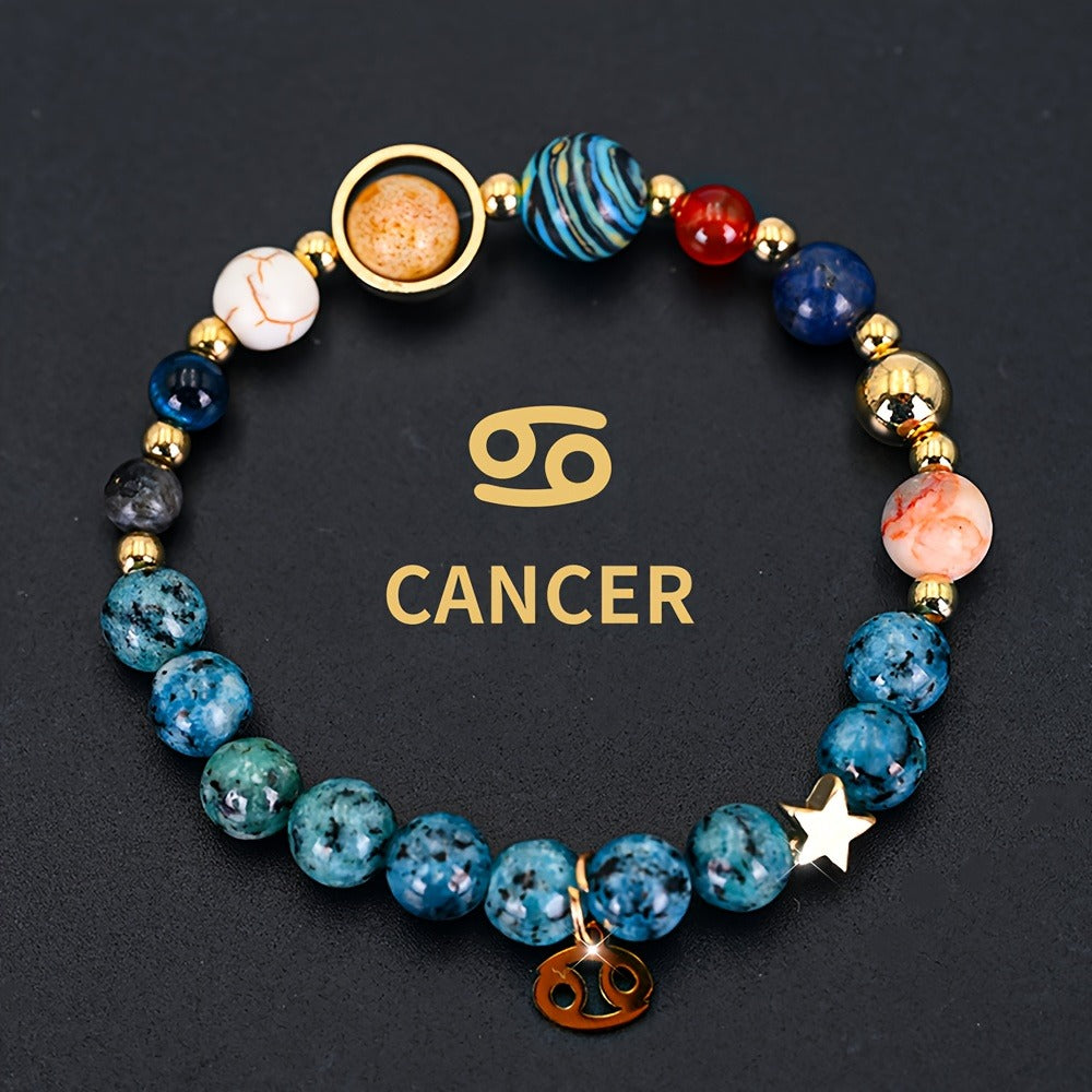 Bracelet for Women - Zodiac Constellation for Natural Stone Eight Planets Galaxy , 12 Zodiac - product detail view 9