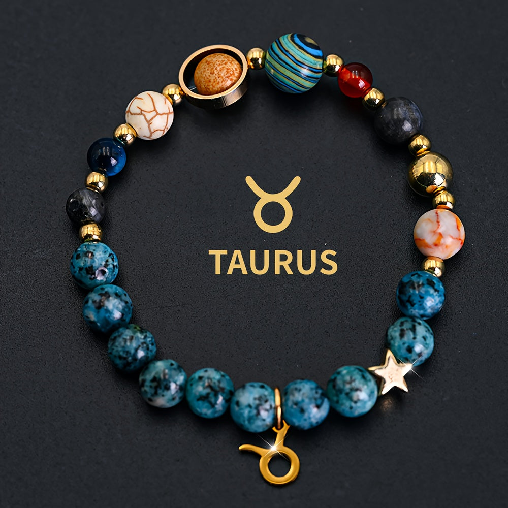 Bracelet for Women - Zodiac Constellation for Natural Stone Eight Planets Galaxy , 12 Zodiac - product detail view 13