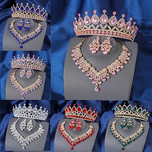 Bridal Jewelry Set - Baroque Crown Necklace and Earring 2pcs - High-End Wedding for Women - main product view