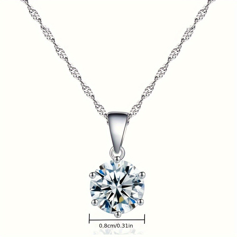 Bridal Jewelry Set - Moissanite for Women 925 Sterling Silver - Earrings Ring Necklace 3 Piece - product detail view 2