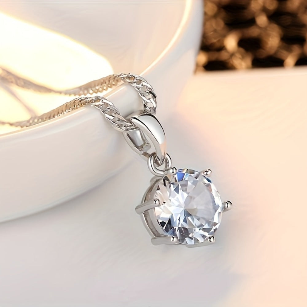 Bridal Jewelry Set - Moissanite for Women 925 Sterling Silver - Earrings Ring Necklace 3 Piece - product detail view 5