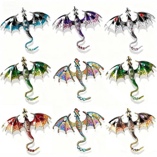 Brooch Pin - Dragon 9pcs Colorful Cartoon Dragon Lapel Set Hip-Hop Retro Bohemian Style - main product view