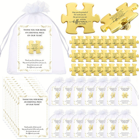 Brooch Pin - Employee Appreciation Gifts Bulk 75pcs Puzzle Piece Lapel Set with Thank - main product view