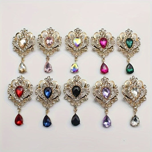 Brooch Pin - Rhinestone 10pcs Teardrop Crystal Detachable Retro Jewelry Brooches for - main product view