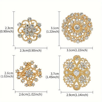 Brooch Pin - Rhinestone Set 36 Pcs Vintage Crystal Lapel for Women Men | Zinc Alloy - product detail view 7