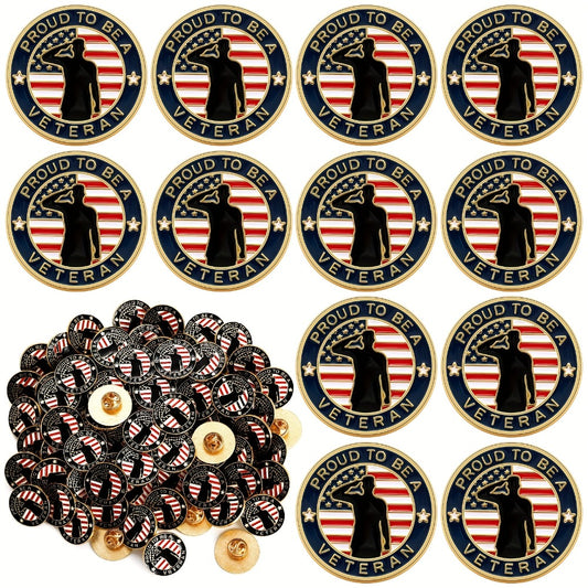Brooch Pin - Veteran Lapel Bulk 100pcs American Flag Military USA Patriotic for - main product view