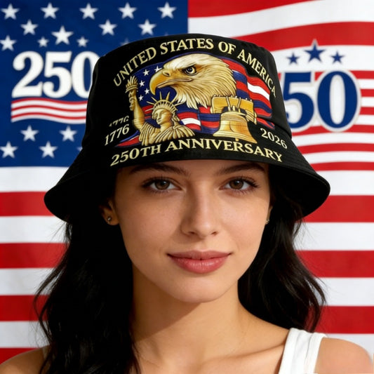 Bucket Hat - Patriotic American Flag 250th Independence Day Fisherman Unisex 4th of - main product view