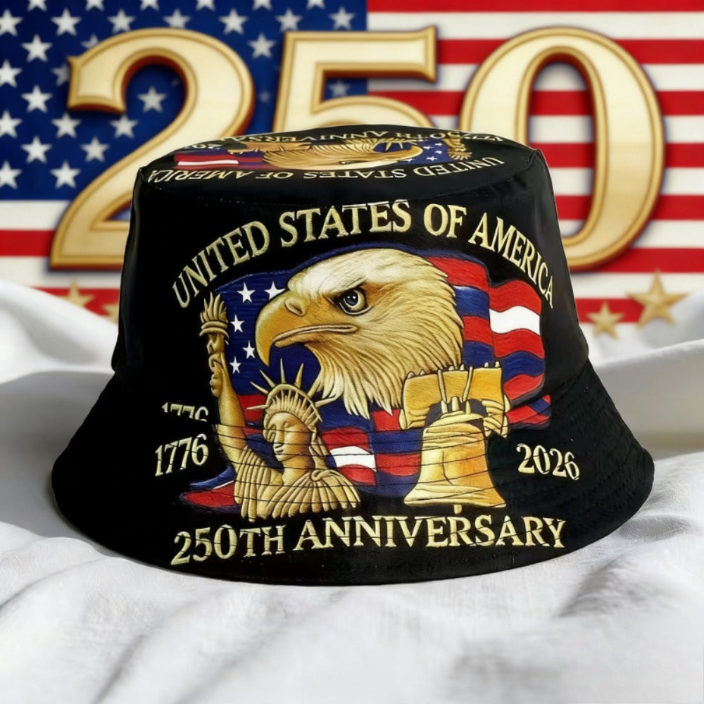 Bucket Hat - Patriotic American Flag 250th Independence Day Fisherman Unisex 4th of - product detail view 2