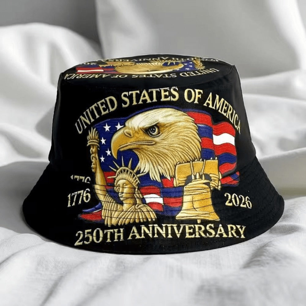 Bucket Hat - Patriotic American Flag 250th Independence Day Fisherman Unisex 4th of - product detail view 3