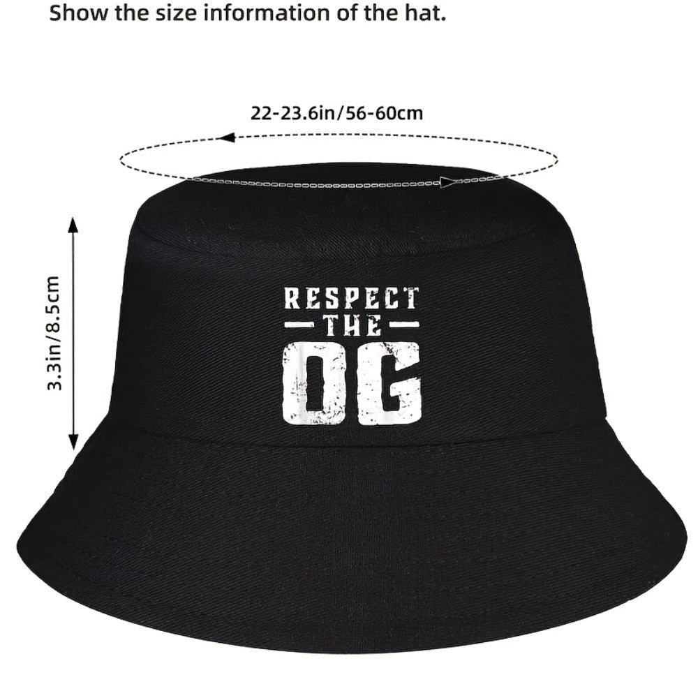 Bucket Hat - Unisex Respect The OG Original Gangsta Graphic Print for Men Women Street - product detail view 7