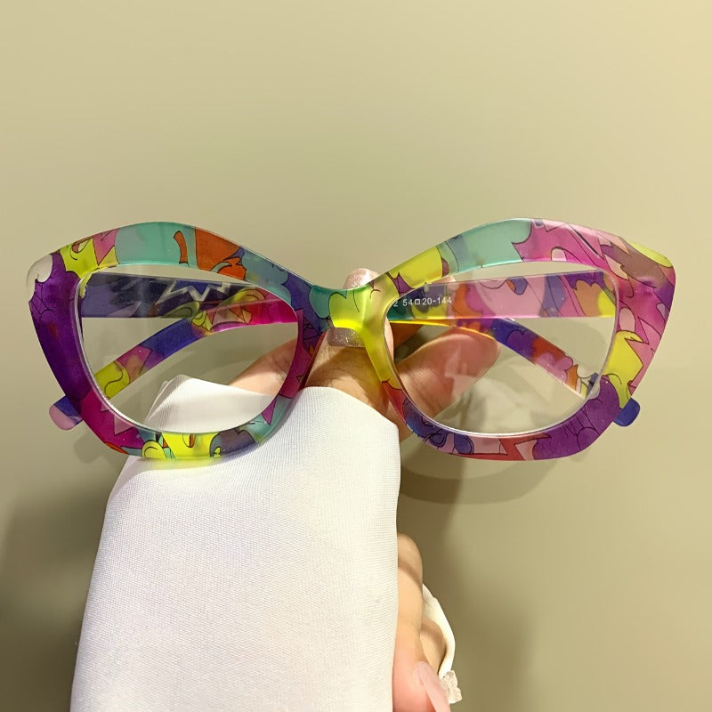 Blue Light Blocking Glasses Women Cat Eye Colorful Retro Square Frame PC Lenses Metal Hinges Lightweight Fashion Eyewear with Case Computer Work Holiday Gift