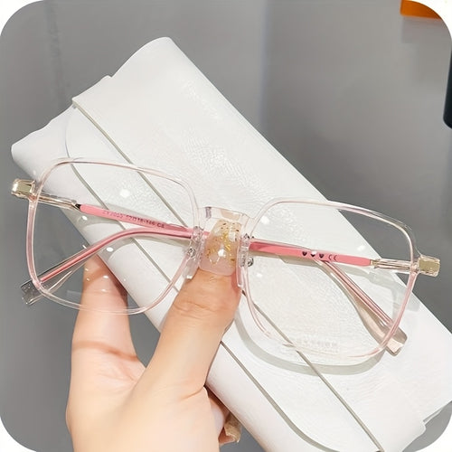 Blue Light Blocking Glasses Clear Frame with Heart Pattern Legs - Ultra Thin Non-Prescription Gender Neutral Minimalist Eyewear for Teens Daily Wear Street Photography Fashion Outings Pink Brown Blue Gray Black