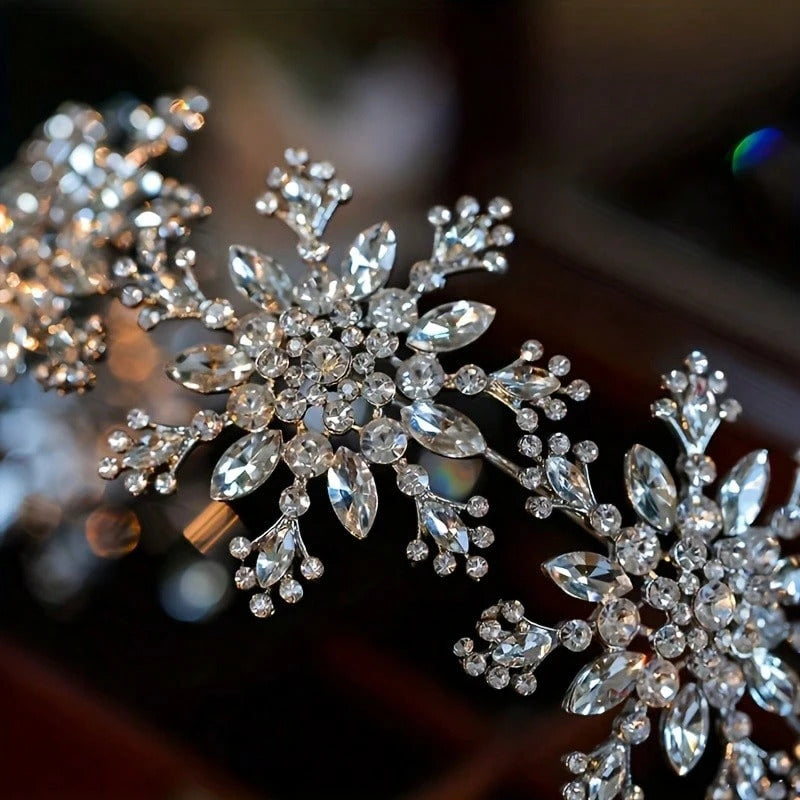 1pc Snowflake Crown Tiara for Women Party Rhinestone Prom Diadem Headband Crown Bridal Wedding Hair Accessories Jewelry Tiaras And Crowns Gift