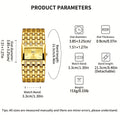 1pc Yalalusi Men'S Fashion Watch | Luminous Pointer, Business Golden, Casual Splicing Wristband, Easy Rhinestone Decoration, Gift Box And Strap Remover, Ideal For Father And Friends Gift