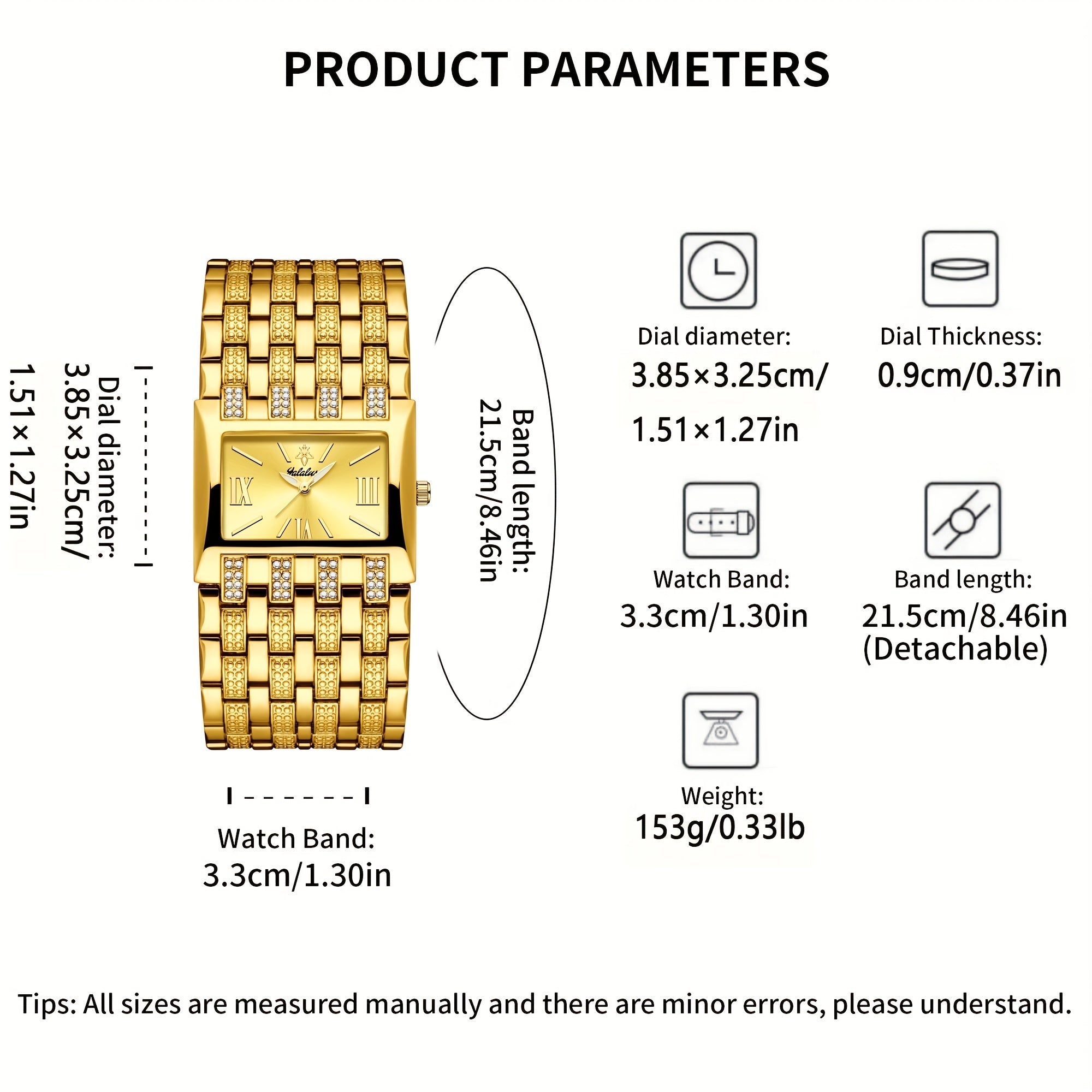 1pc Yalalusi Men'S Fashion Watch | Luminous Pointer, Business Golden, Casual Splicing Wristband, Easy Rhinestone Decoration, Gift Box And Strap Remover, Ideal For Father And Friends Gift