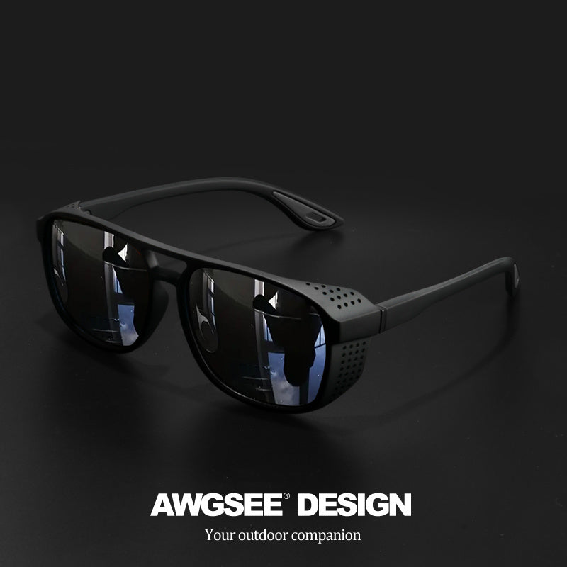Steampunk Sunglasses Polarized Round Lens UV400 - HD Side Cutout Frame Sports Eyewear Men Women Cycling Fishing Driving 6 Colors
