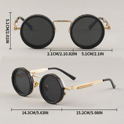 Industrial Punk Rotating Dimming Fashion Glasses – Spring Temple Flip-Up Adjustable Tint Eyewear, Steampunk Street Style Shades for Men & Women, Versatile High-Fashion Statement Piece