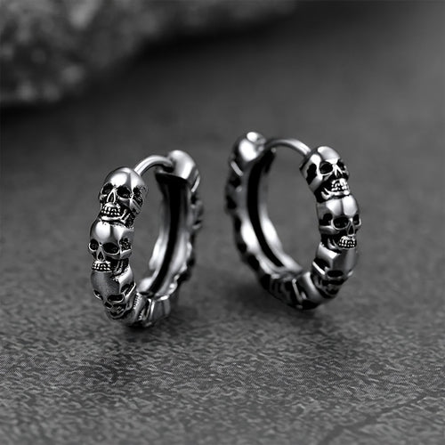 1 Pair of Fashionable Circular Earrings for Women, with Gothic Skull Design, Anti-Allergy, Suitable for Both Men And Women, As a Gift for Daily Halloween Parties