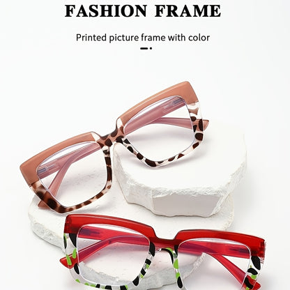 Reading Glasses for Women 4 Pack, Large Frame HD Lenses, Leopard Print & Classic Black Polycarbonate Readers Set, Trendy Fashion Reading Glasses +1.00 to +4.00 — Stylish Everyday Eyewear