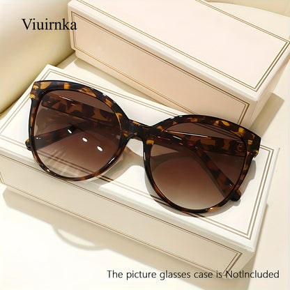 Oversized Cat Eye Sunglasses for Women Men Y2K Fashion Luxury Shades UV Protection Lightweight Beach Vacation Travel Eyewear Leopard Floral Multi-Color