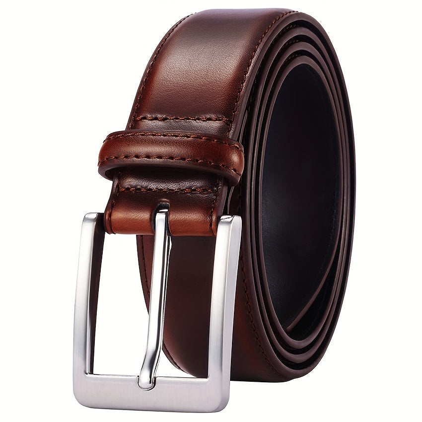 Men's Genuine Leather Jeans Belts Classic Work Business Dress Belt with Prong Buckle for Men