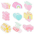 27pcs Set of Adorable Pink Sun And Rainbow Fabric Patches for Ironing, Featuring Retro Embroidery. Perfect for Crafts, These Decorative Stickers Are Ideal for Clothing, Jeans, Backpacks, Denim Jackets, Dresses, And Hats