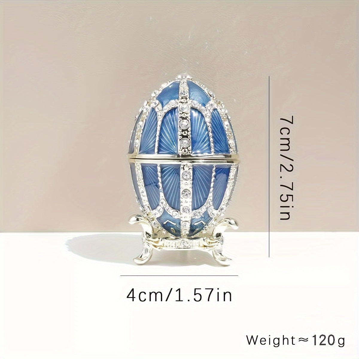 Jewelry Box Faberge-Style Enamel – Magnetic Closure Metal Trinket Organizer for Necklaces, Watches & Accessories, Elegant Home Decor Gift for Women