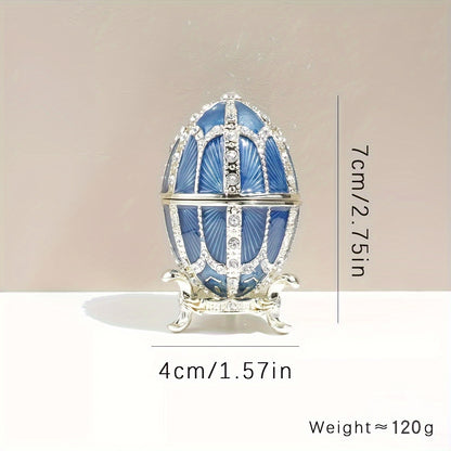 Jewelry Box Faberge-Style Enamel – Magnetic Closure Metal Trinket Organizer for Necklaces, Watches & Accessories, Elegant Home Decor Gift for Women