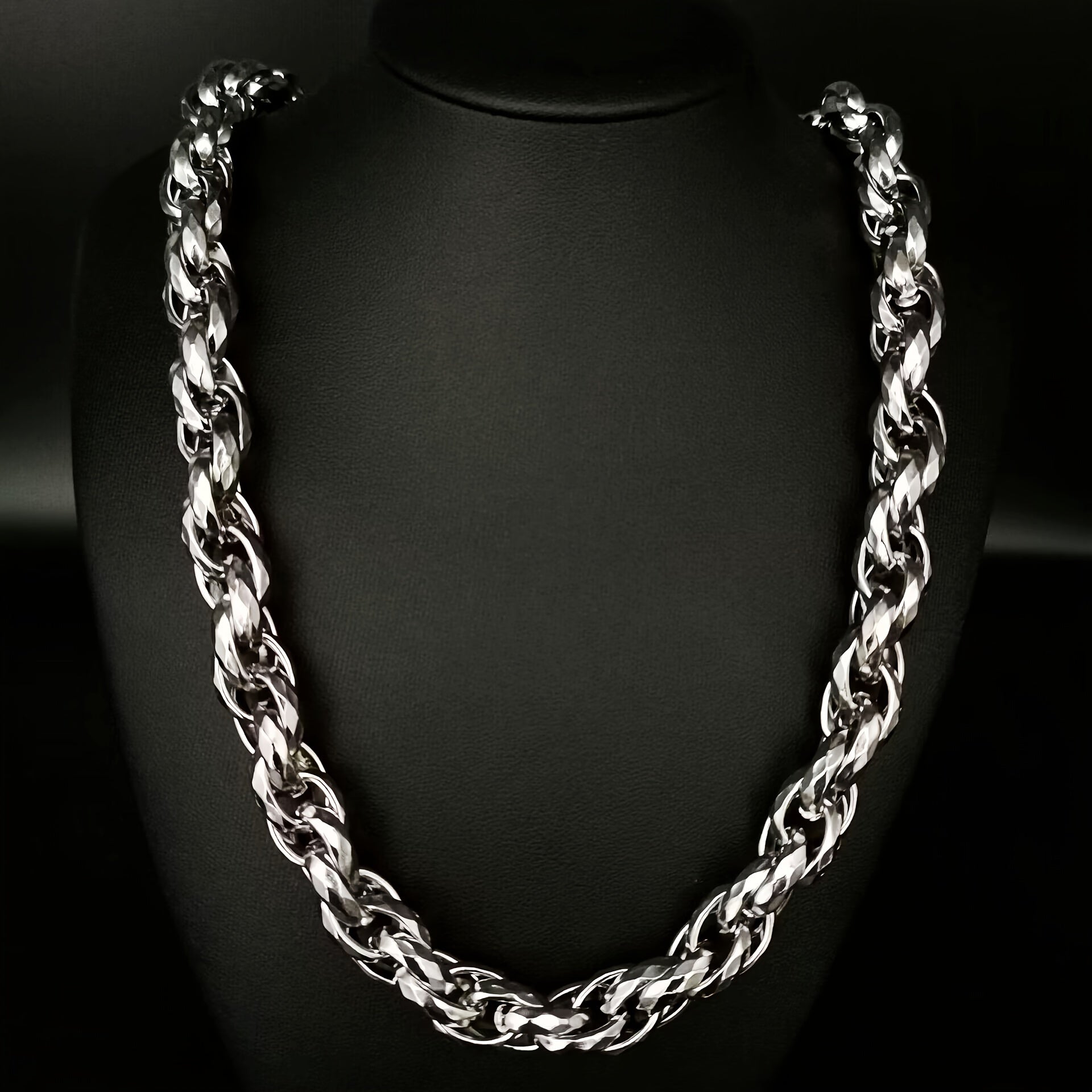 304 Stainless Steel 2pcs bracelet+necklace, Men's retro fashion hip-hop jewelry set as a gift for him