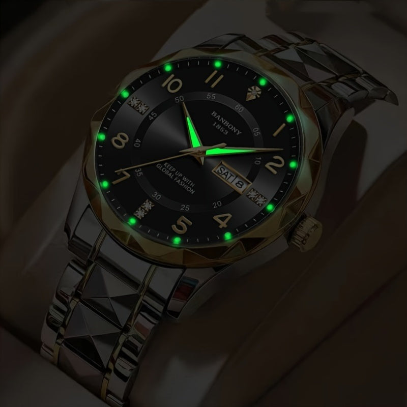 BANBONY Rhinestone Watch for Men & Women - IPX7 Waterproof Stainless Steel Quartz Wristwatch, Luminous Round Dial, Casual Sport Dress Watch Gift in Blue Black White Purple