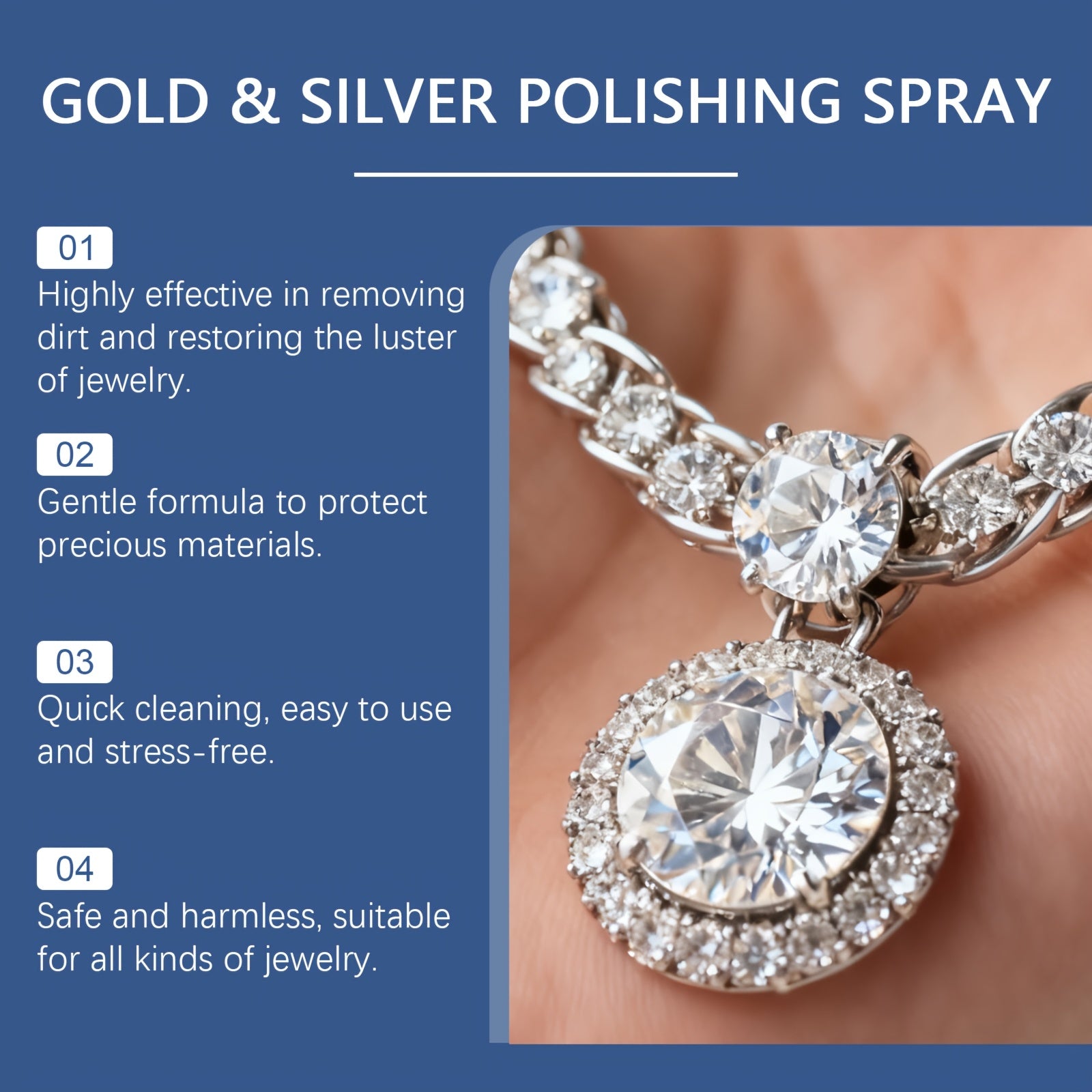 Jewelry Polishing Agent, High-Grade Cleaning Spray, Quickly Remove Oxidation and Restore Luster, Suitable for Necklaces, Bracelets, Rings, Earrings, Watches