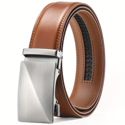Ratchet Belt for Men - Premium Leather Slide Belt with Automatic Click Buckle, Adjustable 28"-46" Waist, 8 Colors, Dress & Casual, Gift for Husband