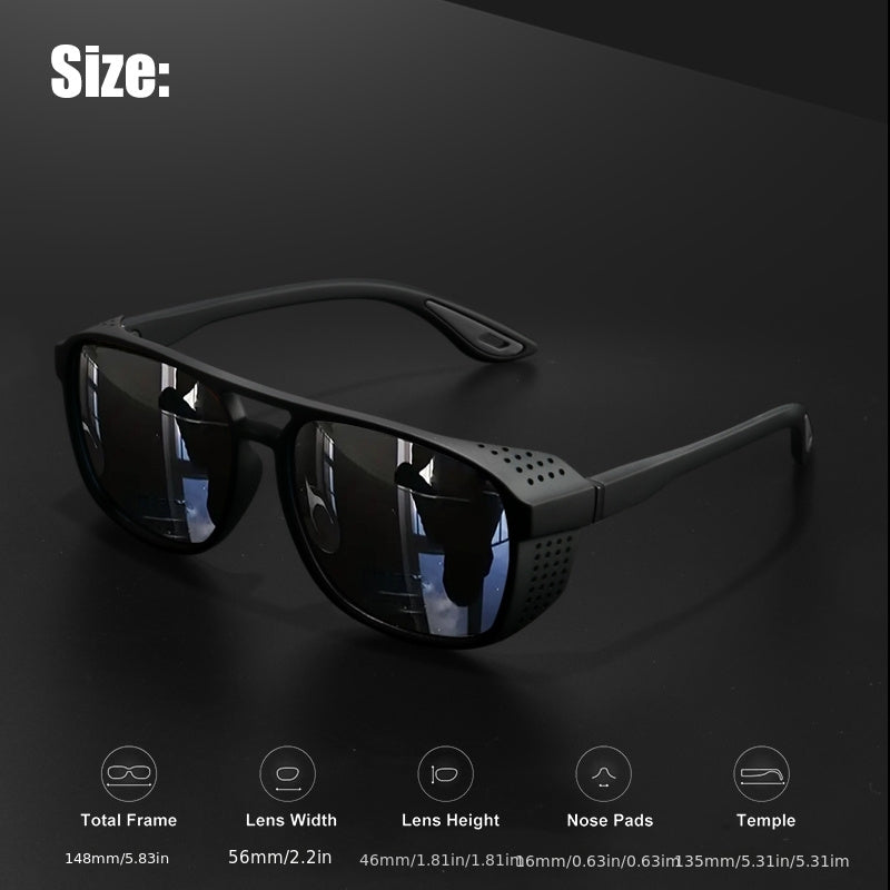 Steampunk Sunglasses Polarized Round Lens UV400 - HD Side Cutout Frame Sports Eyewear Men Women Cycling Fishing Driving 6 Colors