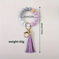 Silicone Beaded Keychain Set Marble Pattern Handmade Beads PU Tassel Key Ring Bag Charm Car Key Pendant Minimalist Gift for Women Mom Teacher Friend