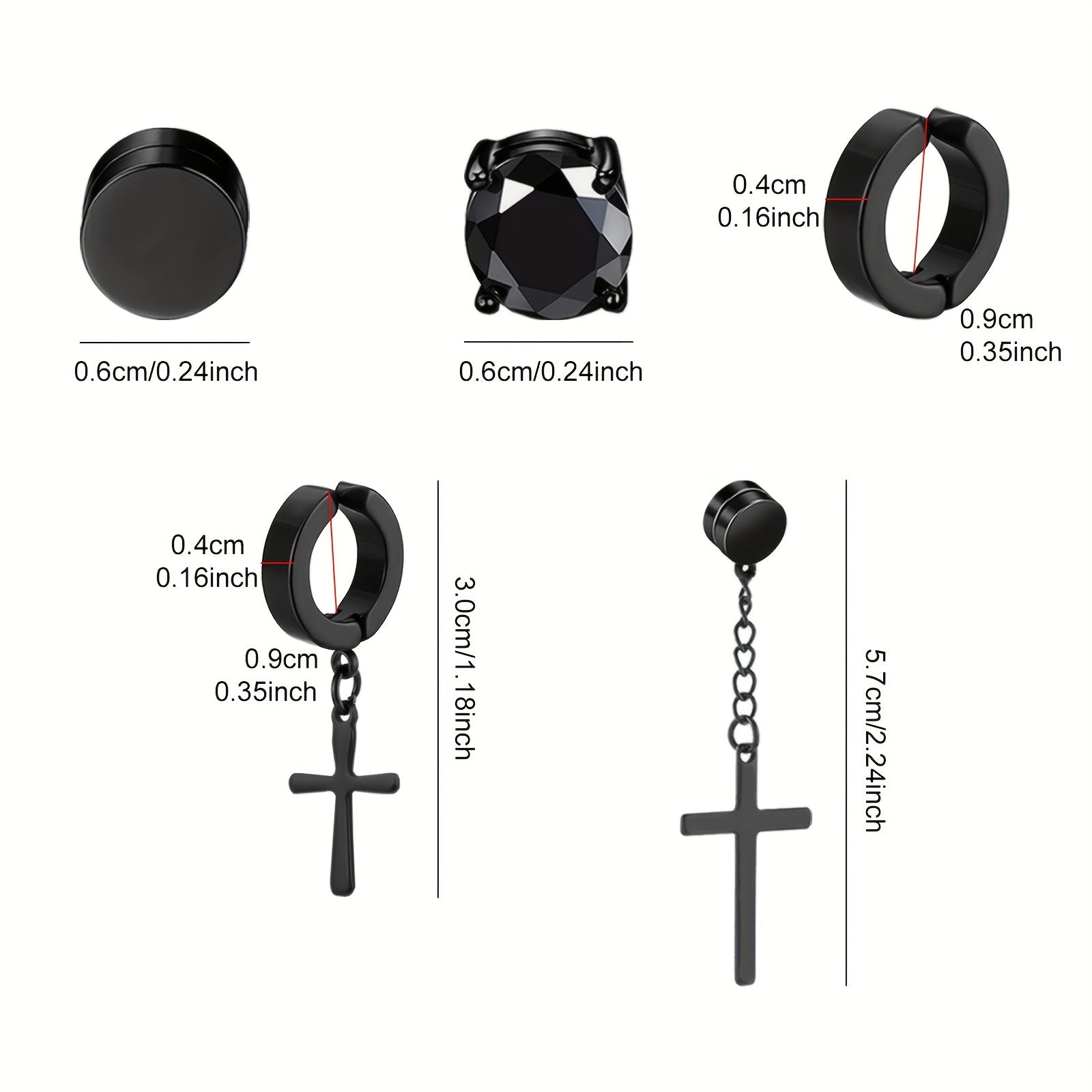 15 Pairs Magnetic Stud Earrings for Men Stainless Steel Magnetic Earrings Men Clip-On Earrings Non-Piercing Cross Earrings Unisex CZ Hoop Dangle Magnetic Earrings for Men Women