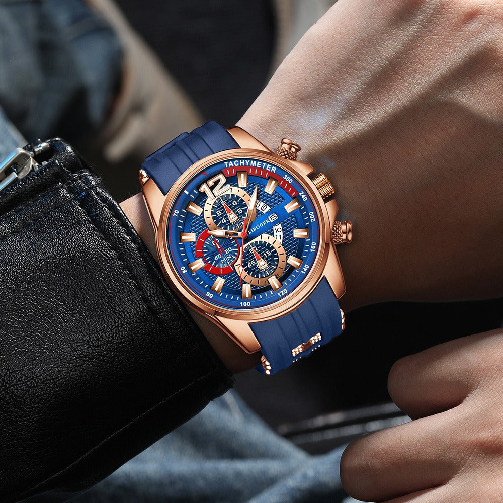 1pc Men'S Fashion Casual Quartz Watch, Silicone Strap, Date Display - Stylish Casual Wristwatch for Casual Attire, Casual Wristwatch | Sporty Watch Design | Quartz Movement, Thanksgiving, Christmas The Perfect Gift Reloj Para Hombre.