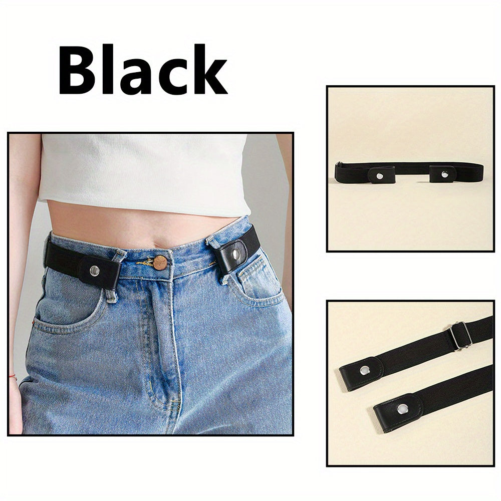 4pcs Simple Buckle-less Elastic Waistbands, Adjustable Invisible Elastic Waistband, Fashionable And Versatile Women's Accessories - Lightweight Design, From Casual to Formal Occasions