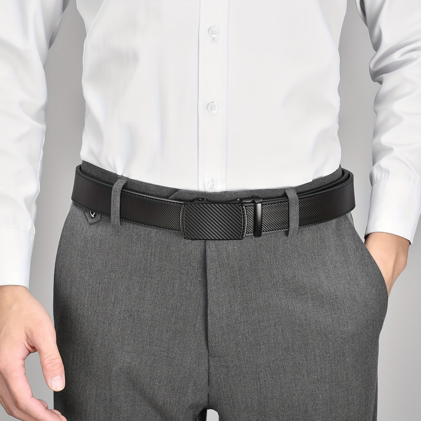 Ratchet Belt for Men - Premium Leather Slide Belt with Automatic Click Buckle, Adjustable 28"-46" Waist, 8 Colors, Dress & Casual, Gift for Husband
