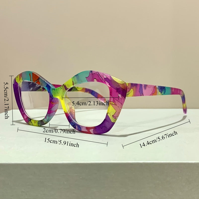 Blue Light Blocking Glasses Women Cat Eye Colorful Retro Square Frame PC Lenses Metal Hinges Lightweight Fashion Eyewear with Case Computer Work Holiday Gift