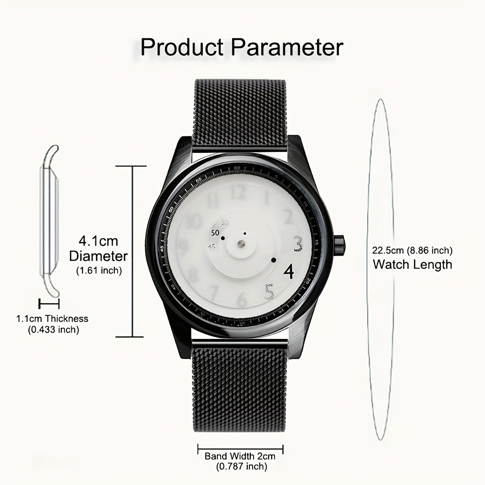 Pointerless Watch Unisex | Avant-Garde LED Digital Fashion Wristwatch, Unique No-Hand Timepiece for Men & Women, Minimalist Contemporary Design in Black & White
